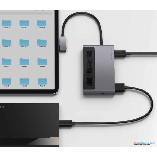 Baseus Magic Multifunctional Type-C HUB  (Type C to USB3.0*1 / HDMI*1 / 3.5MM Sterio *1 / SD & TF*1 / PD*1) 